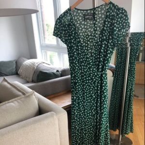 Reformation Carina Wrap Dress Green Floral